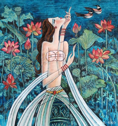 《美女与彩荷》著名画家苏继海谈现代重彩装饰画